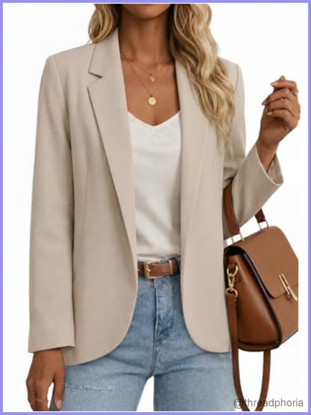 Women's Casual Blazer Jacket - Lightweight Fully Lined Open Front Work Suit
